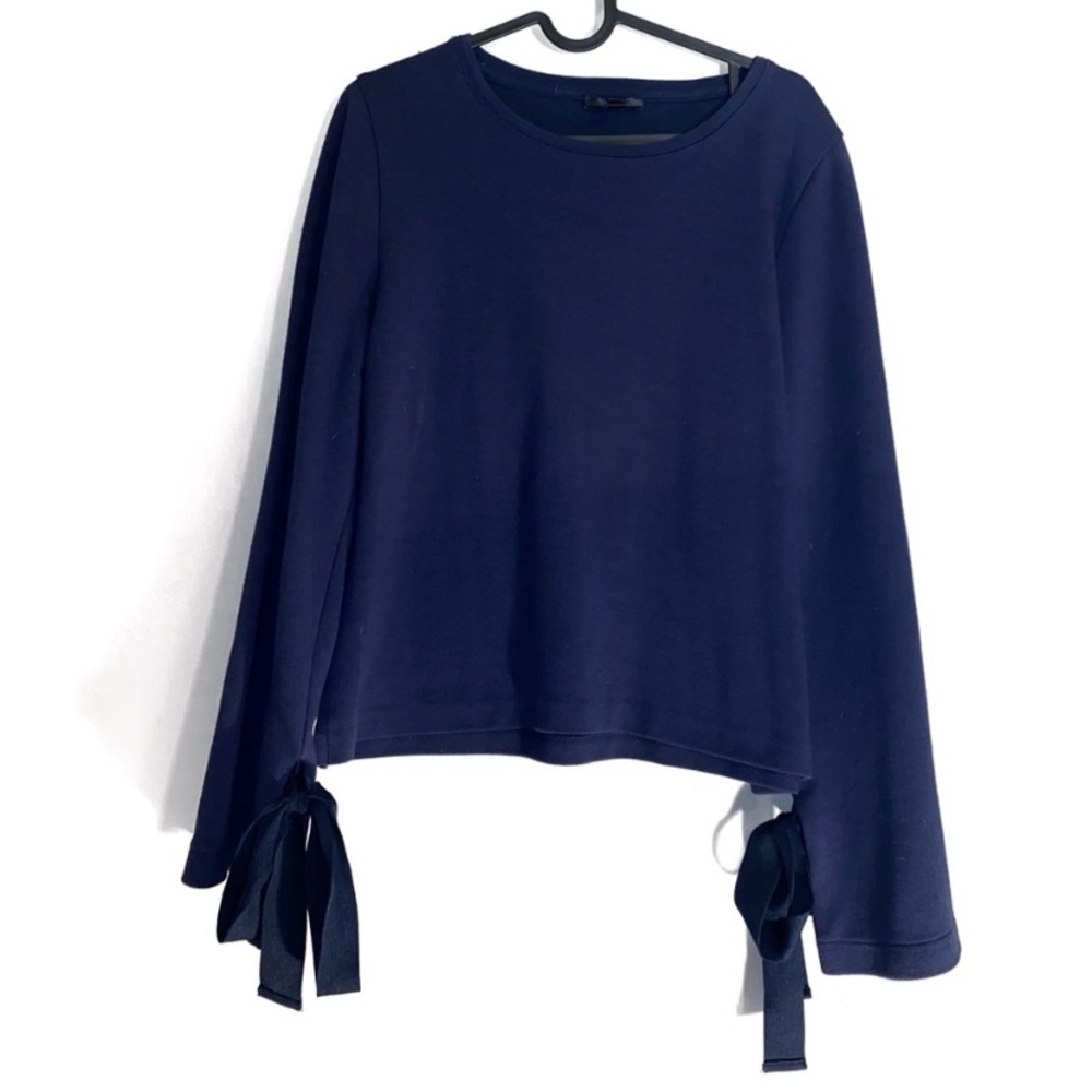 J. Crew Bell Sleeve Bow Navy Sweatshirt Size M
